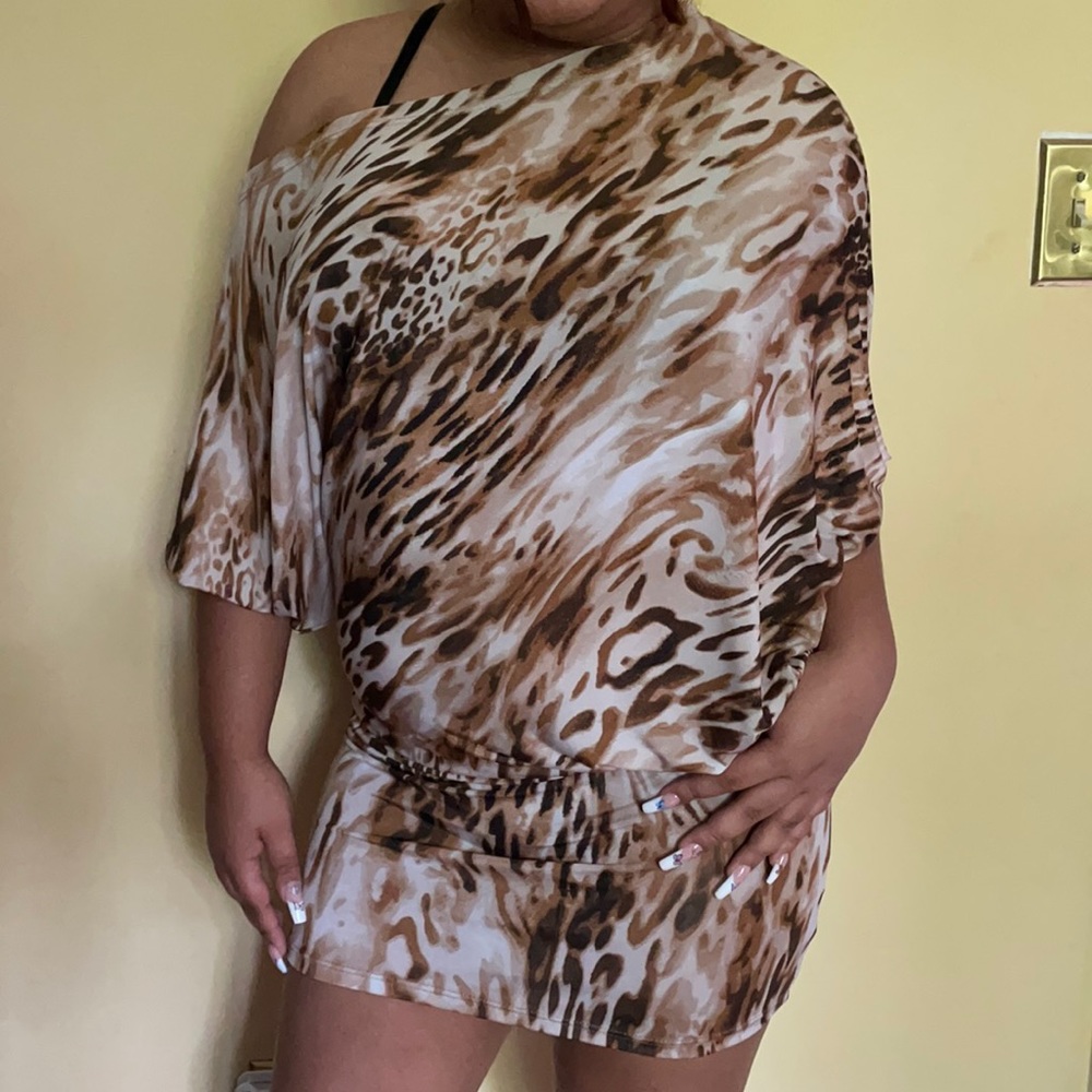 Beige animal print dress